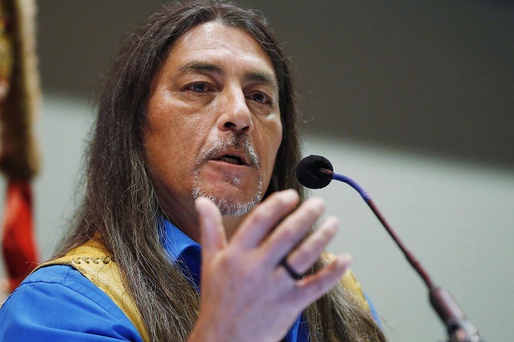 Grand Chief Serge Simon, Mohawk Council of Kanesatake speaks at a Special Chiefs Assembly / Conference on Climate Change and the Environment in Winnipeg, Tuesday, November 29, 2016. 