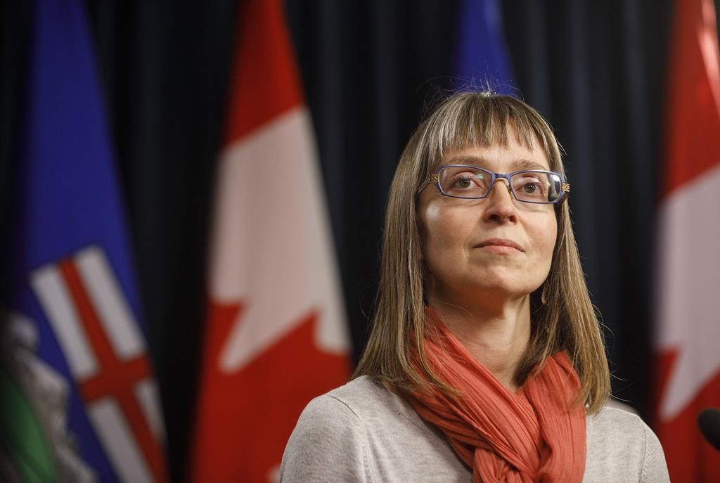 Alberta chief medical officer of health Dr. Deena Hinshaw pictured at a COVID-19 press conference in Edmonton on Friday, March 20, 2020. Alberta lawyer Leighton Grey accused Alberta's chief medical officer of health Dr. Deena Hinshaw of "controlling the narrative" around COVID-19 in court on Tuesday.