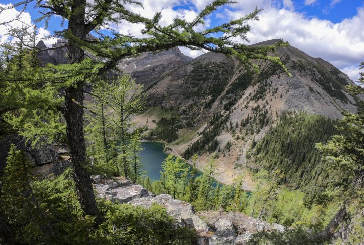 A view of Lake Agnes above Lake Louise, in Banff National Park, Alta., Thursday, Aug. 27, 2020. 
