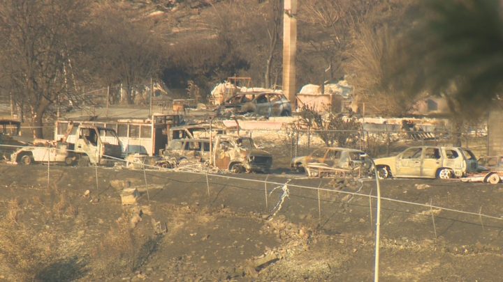 Lytton as seen from outside the exclusion zone after a devastating wildfire roared through the community a week ago.