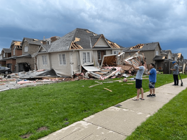 Image posted to Twitter appearing to show a partially collapsed home in Barrie after a tornado hit part of the city.