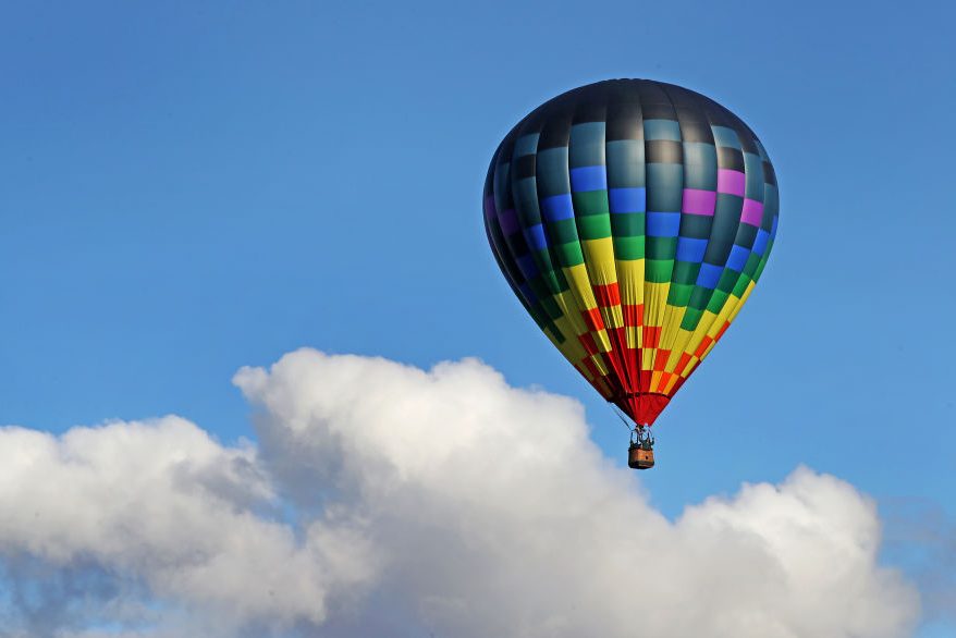 Riders are shown in a hot air balloon in this Oct. 12, 2017 file photo captured in Vermont.