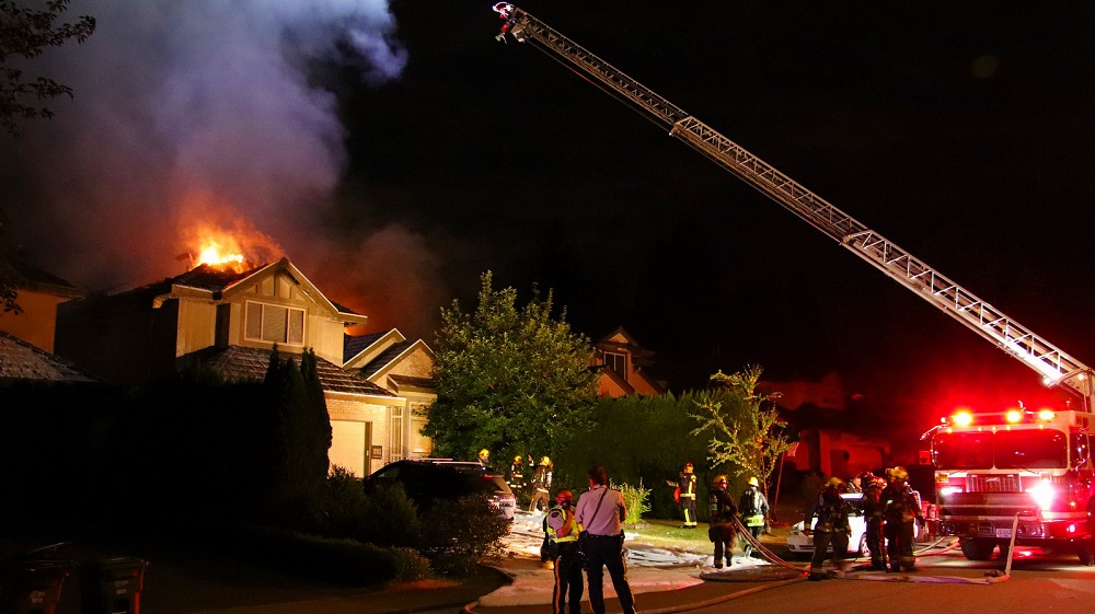 Crews battled a fire in Surrey on July 8, 2021.