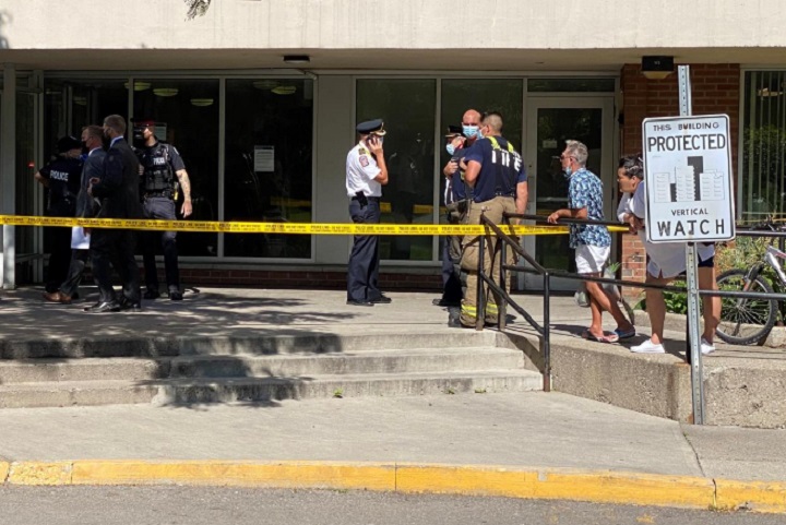 Emergency crews were called to the Dunn Avenue apartment building at around 2:50 p.m. on Monday.