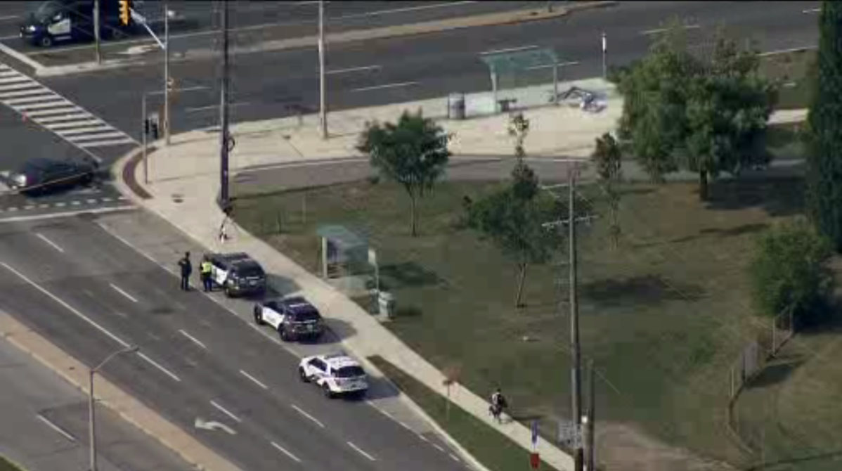 Police at the scene of the collision in Etobicoke on Tuesday.