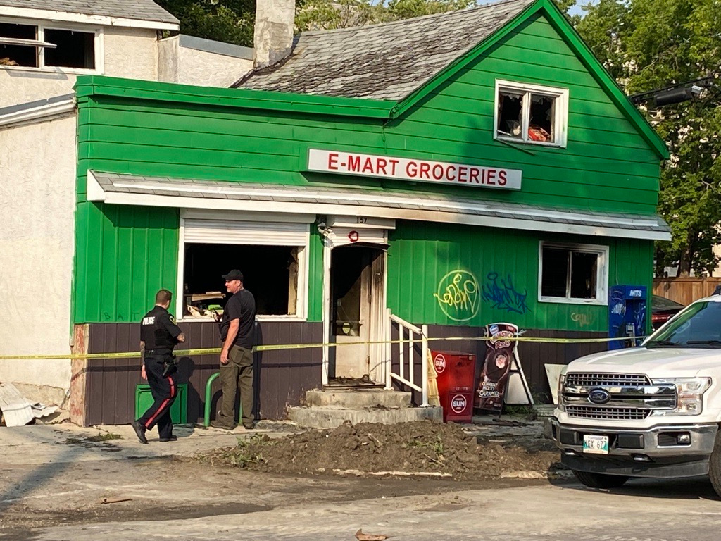 Photo of fire damage to the commercial building on Scott Street.