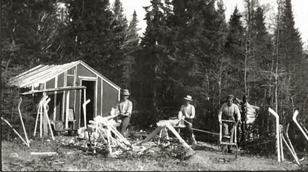 Mi’kmaq making hockey sticks, circa 1890