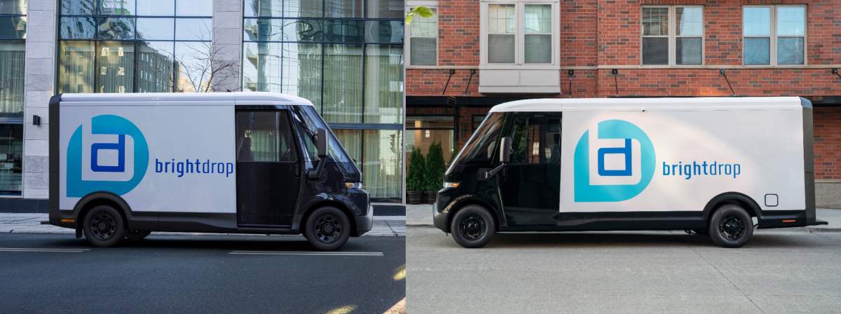The BrightDrop EV410 (left) and the EV600.