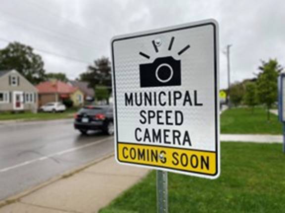 Signage identifying a location as an active Automated Speed Enforcement site in London Ont.