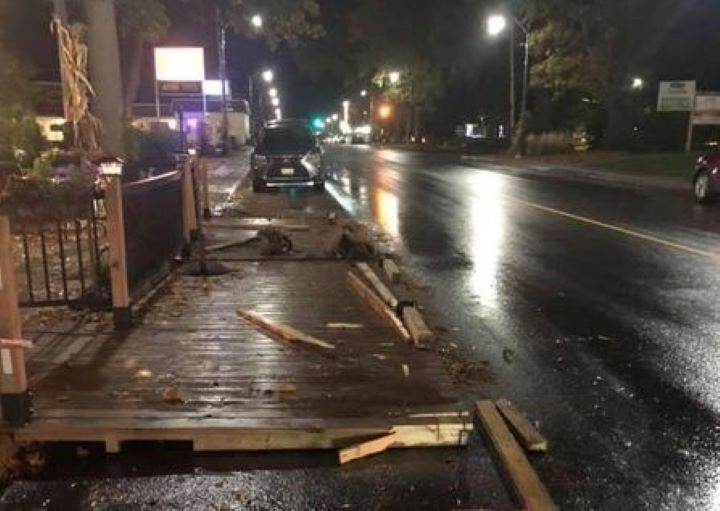 Officers are looking to identify a vehicle following a hit and run at a restaurant patio in Bracebridge, Ont.