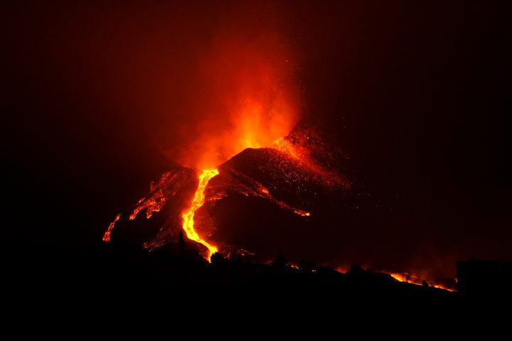 One of the eruptive mouths of the Cumbre Vieja volcano, on 10 October 2021, in La Palma, Canary Islands (Spain).
