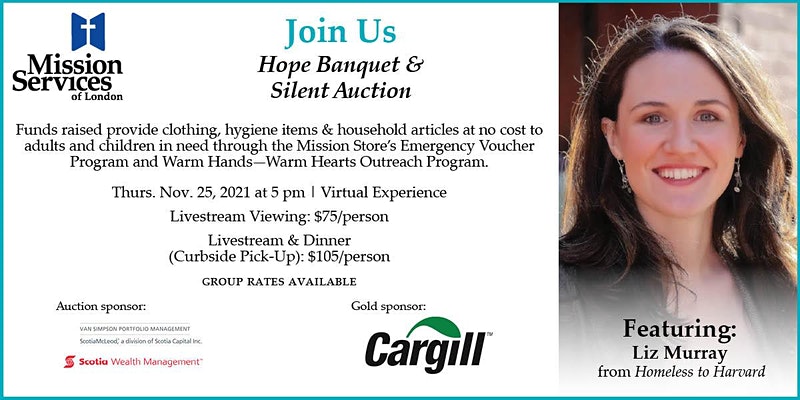 Liz Murray will join Mission Services of London, a non-profit that offers support for those experiencing homelessness, at its Hope Banquet & Silent Auction on Thurs. Nov. 25. 