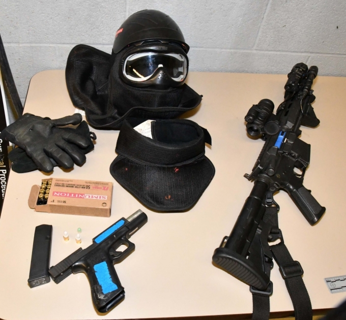 Equipment used by London police members during the exercise.