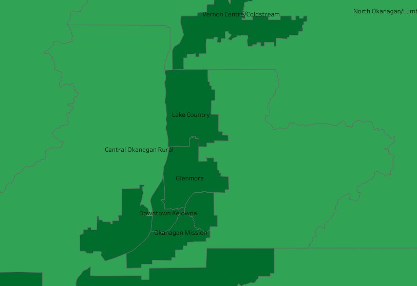 Some Kelowna neighbourhoods are reporting very high vaccination rates. 