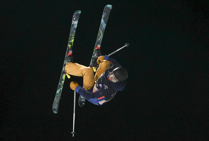 Canada’s Brendan Mackay competes during the men’s World Cup freestyle ski halfpipe event in Calgary, Alta., Thursday, Dec. 30, 2021.