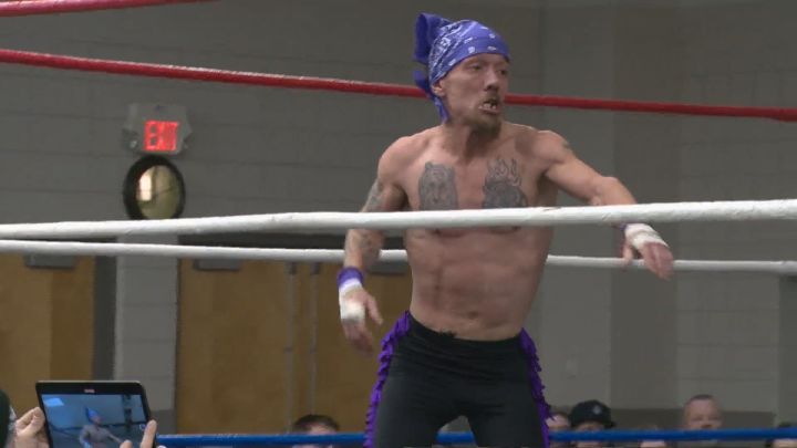 Calgary wrestler Bruce Rutter at an event in Strathmore, Alta., on Jan. 29, 2022.