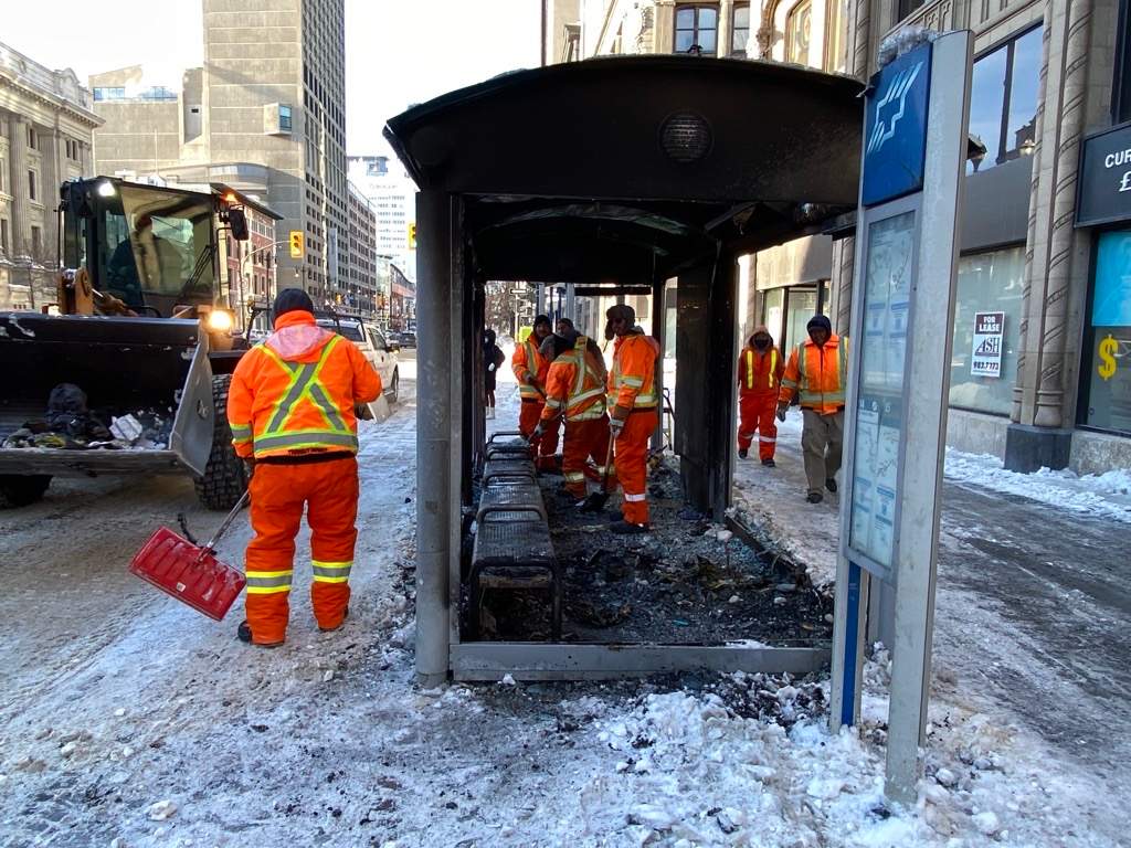 Bus shelter fire