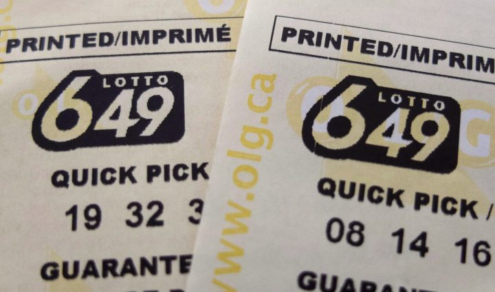 Lotto 649 tickets are shown in Toronto, Oct. 17, 2015. 