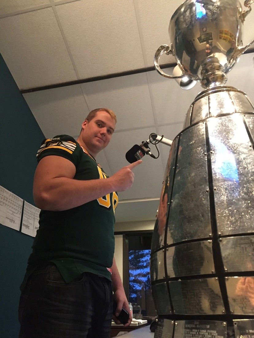 Edmonton offensive lineman Matt O'Donnell visits 630 CHED after the team's 2015 Grey Cup win.