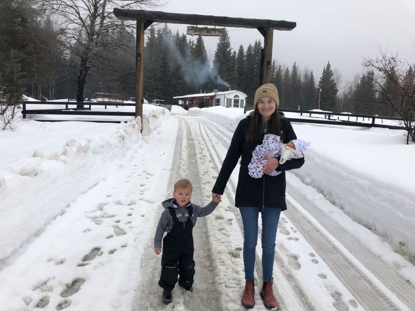 Shina Biblow is seen with her sons Morris (left) and Merritt at their family ranch outside Williams Lake, B.C.