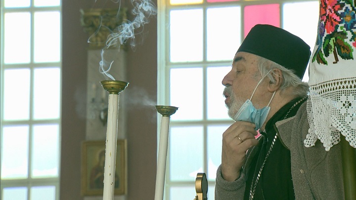 Father Ihor Kutash at the St. Mary the Protectress Church in Montreal. Thursday, Feb. 24, 2022.