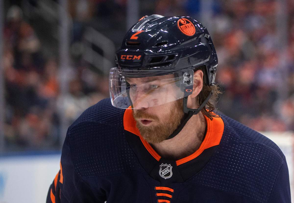 Edmonton Oilers’ Duncan Keith (2) skates against the Philadelphia Flyers during third period NHL action in Edmonton on Wednesday, October 27, 2021.THE CANADIAN PRESS/Jason Franson