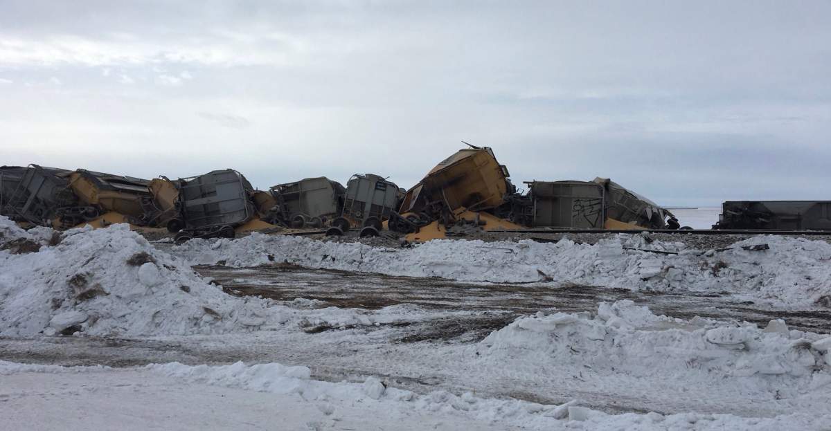The train derailed at approximately 6:30 a.m. CP Rail said there were no injuries and no public safety concerns as a result of the derailment.