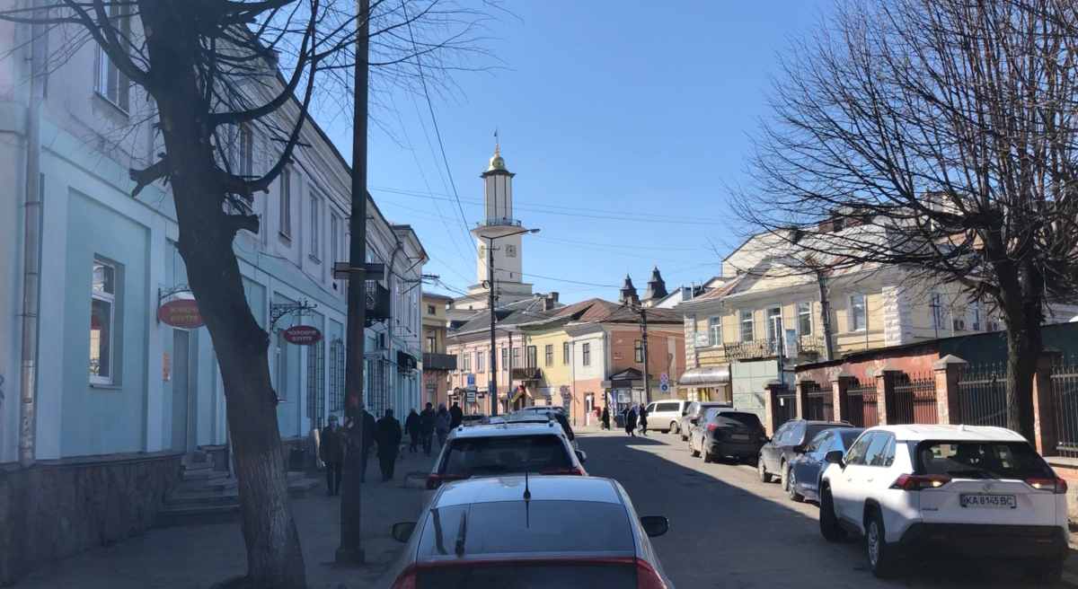 The Ukrainian city of Ivano-Frankivsk during an air raid siren on Friday, March 11, 2022.