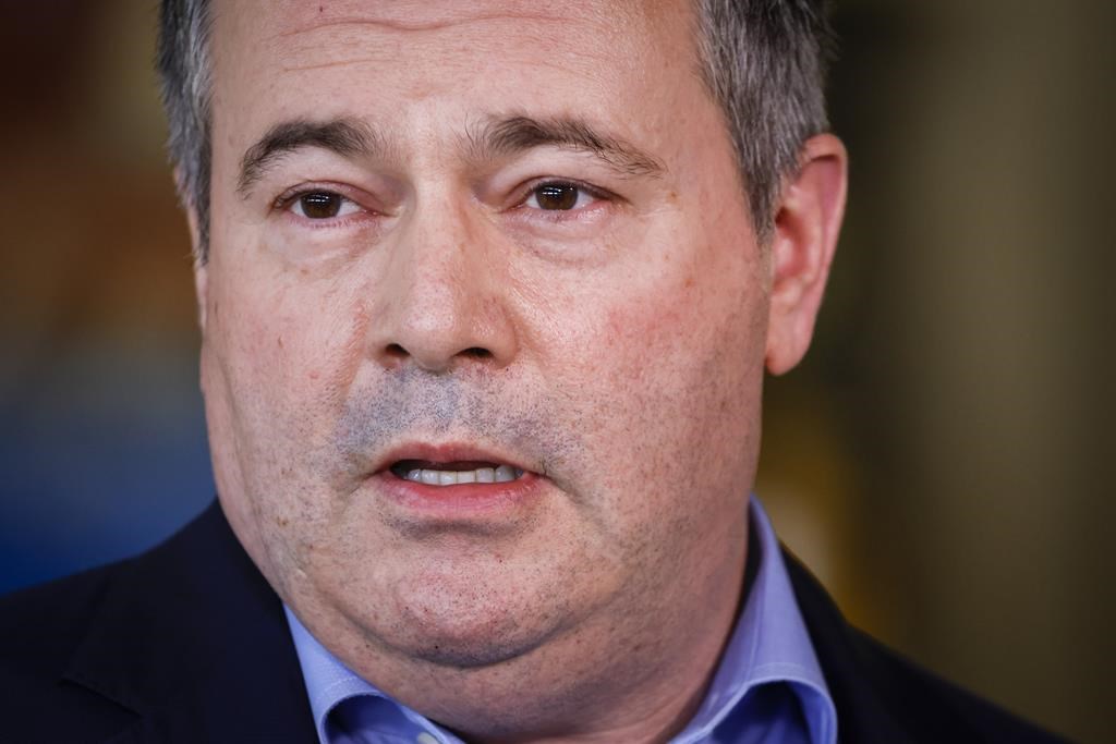 Alberta Premier Jason Kenney provides details on sustainable helicopter air ambulance funding in Calgary on Friday, March 25, 2022. The Federal Court of Canada has granted Alberta intervener status in four legal challenges against the Emergencies Act.