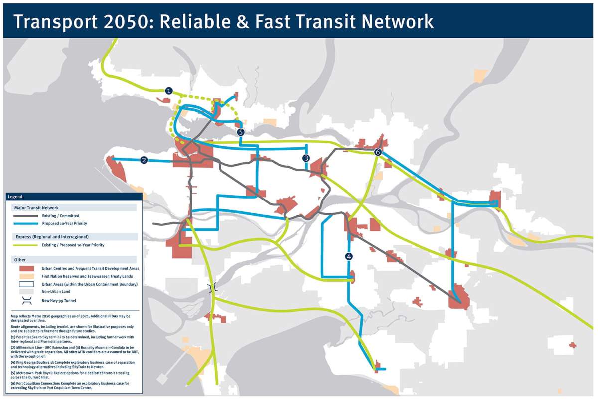 TransLink’s proposal for rapid transit investments over the next decade.