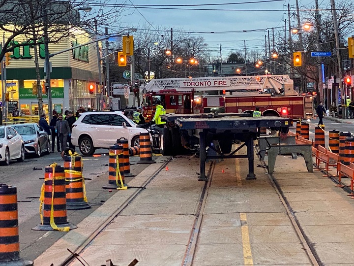 Three people are dead following a collision in Toronto’s Mimico neighbourhood on March 31, 2022.