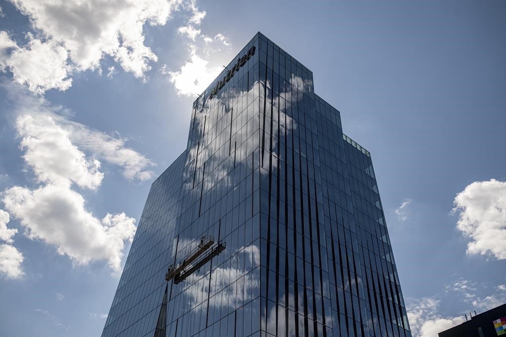 Nutrien Tower is seen in Saskatoon on June 25, 2021. Nutrien Ltd. says it earned a record US$1.4 billion in the first quarter as the war in Ukraine drove up commodity prices and raised concerns about global food security.