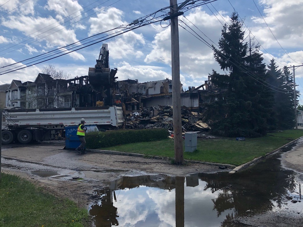 Aftermath of a three storey building located at 108th Street and Bryans Avenue caught fire midnight on Saturday.