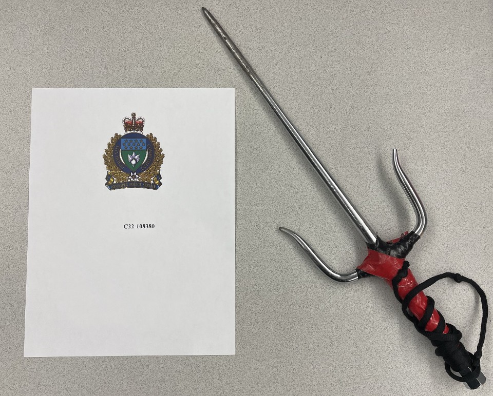 Winnipeg police say two 16-year-old boys are facing charges after a 39-year-old man was robbed with a "sai-style" weapon in the West End Sunday.