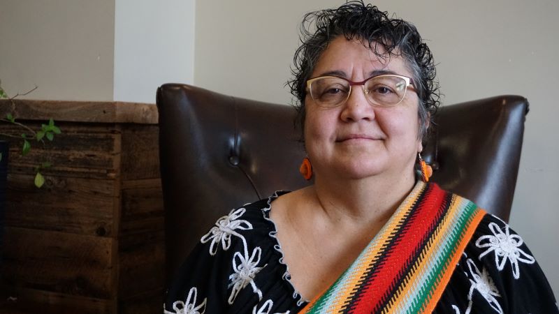 Métis Elder Denise McCuaig envisions a future where the Métis Nation of British Columbia has jurisdiction over Métis children in the province, and access to the same funds flowing from Jordan's Principle and the Canadian Human Rights Tribunal as other Indigenous nations. She's seen here at Lii Michif Otipemisiwak in Kamloops, B.C. on Wed. May 25, 2022.