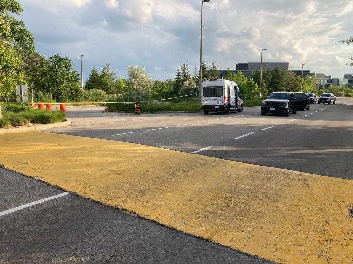 Police at the scene of a fatal crash in Markham on Sunday.