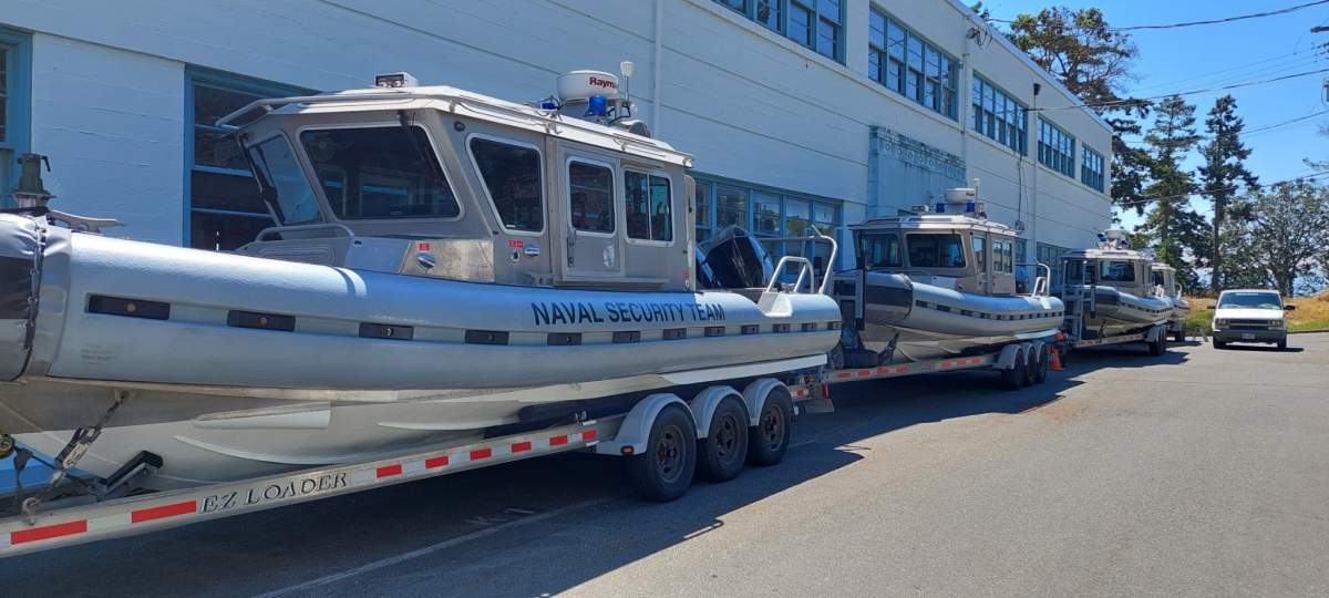 Naval Security Team, based at CFB Esquimalt convoys to Kelowna for exercise training on Okanagan Lake. 