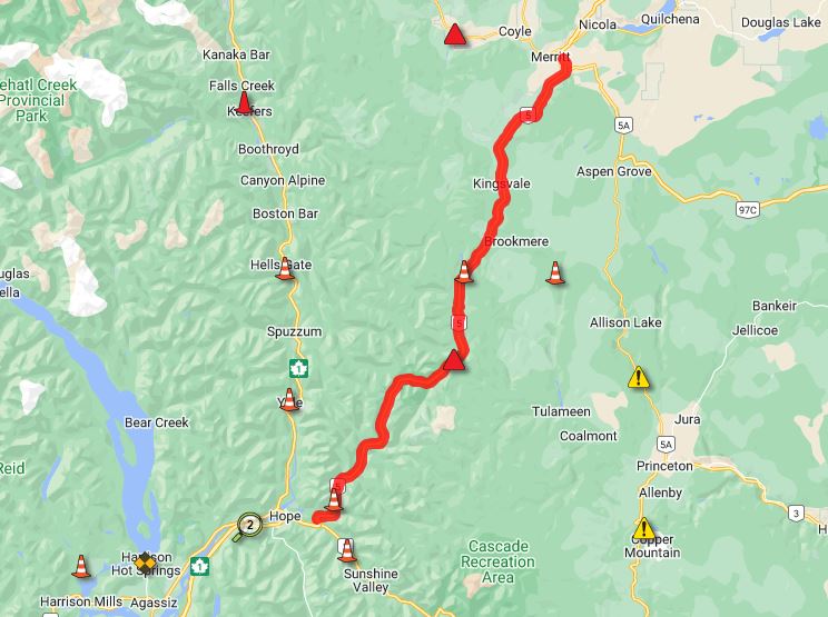 A vehicle incident has caused major delays on Highway 5.