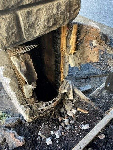 Burned out pillar