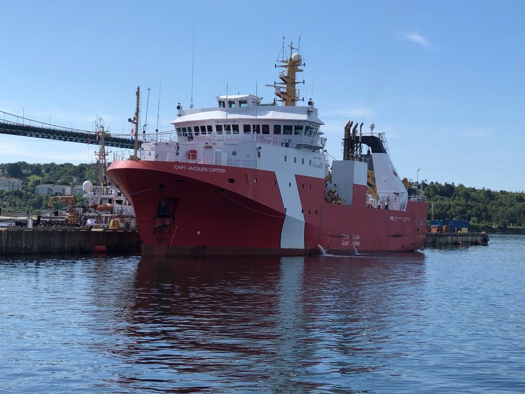 The Canadian Coast Guard has officially welcomed the fisheries research vessel Capt. Jacques Cartier, shown in a handout photo, into its fleet in a ceremony at a government wharf in Halifax.