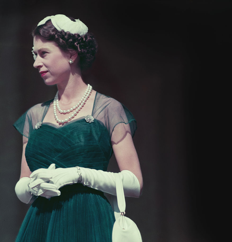 Queen Elizabeth II on the balcony of Government House, Melbourne, during her tour of Australia, March 1954.
