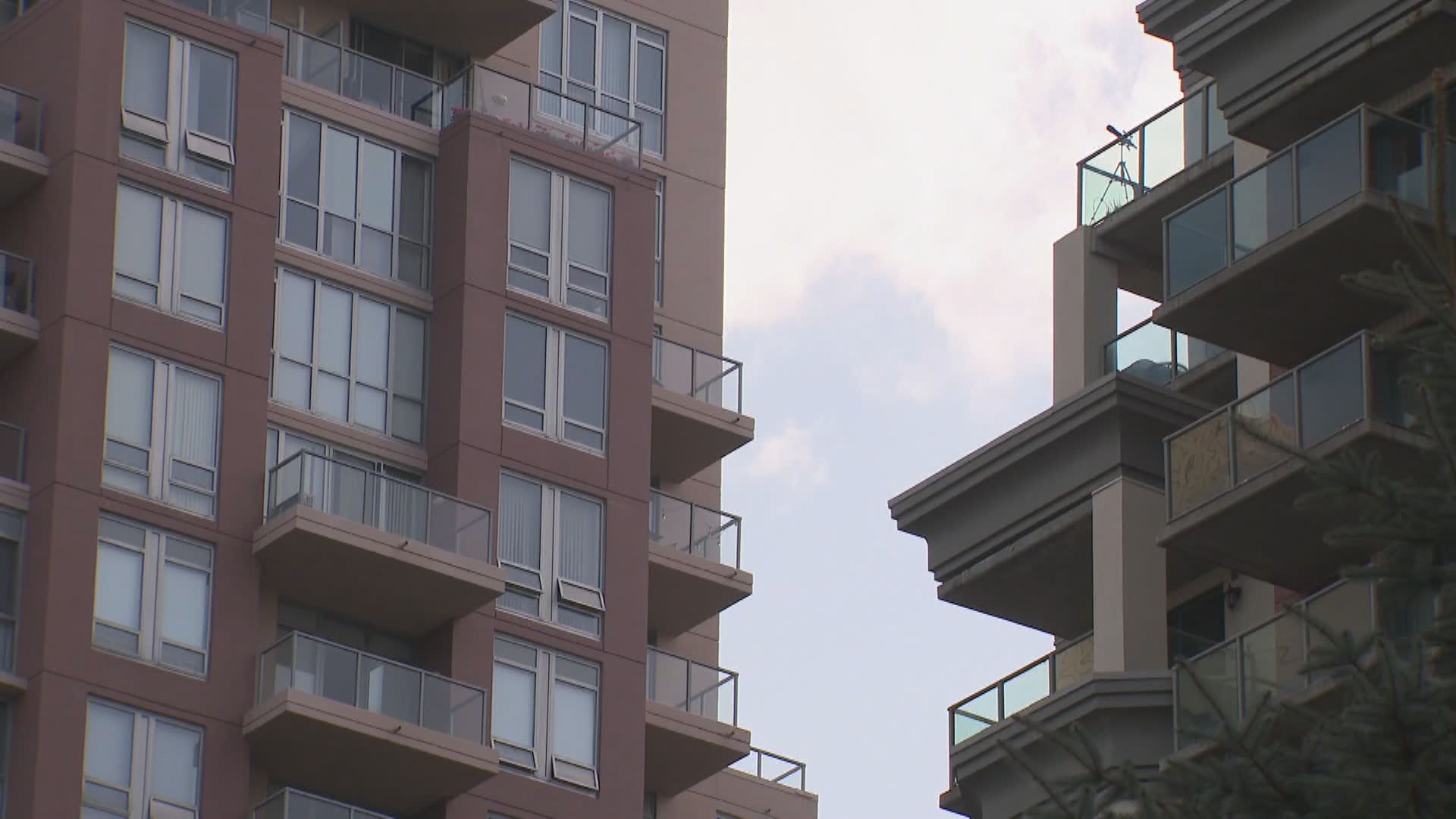 Downtown Calgary apartments buildings are pictured on Sept. 15, 2022.
