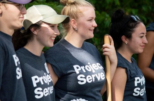 Volunteers from University of Guelph helping out in the community.