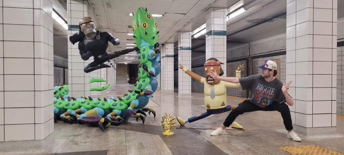 The Wormageddon exhibit in downtown Toronto's Lower Bay St. station.