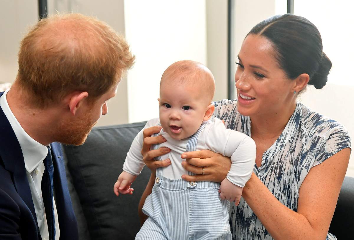 Britain’s Prince Harry and his wife Meghan, Duchess of Sussex, holding their son Archie, meet Archbishop Desmond Tutu (not pictured) at the Desmond & Leah Tutu Legacy Foundation in Cape Town, South Africa, September 25, 2019.