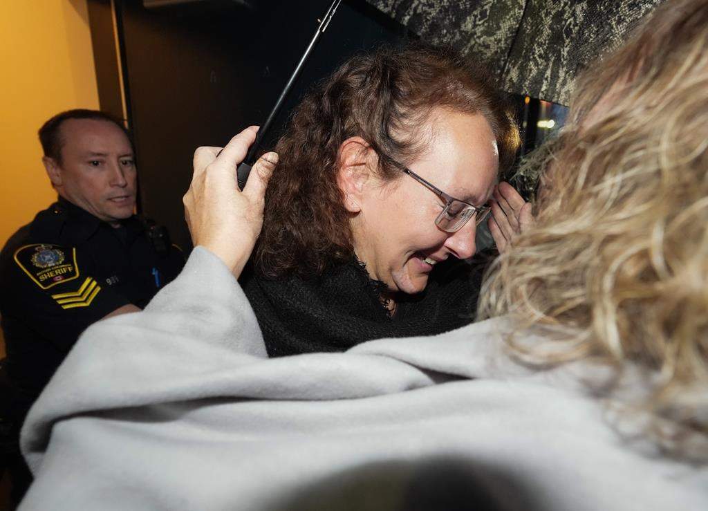 Kimberly Polman after being released from custody at provincial court, in Chilliwack, B.C., on Oct. 27, 2022. She was arrested on a terrorism peace bond upon returning from Syria. THE CANADIAN PRESS/Darryl Dyck