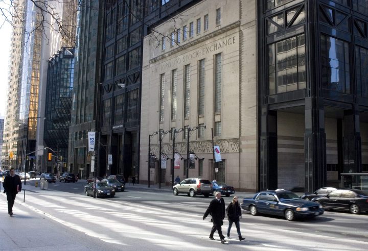 A general view looking down Bay Street in the  heart of Toronto's financial district on Monday,  March 23, 2009.