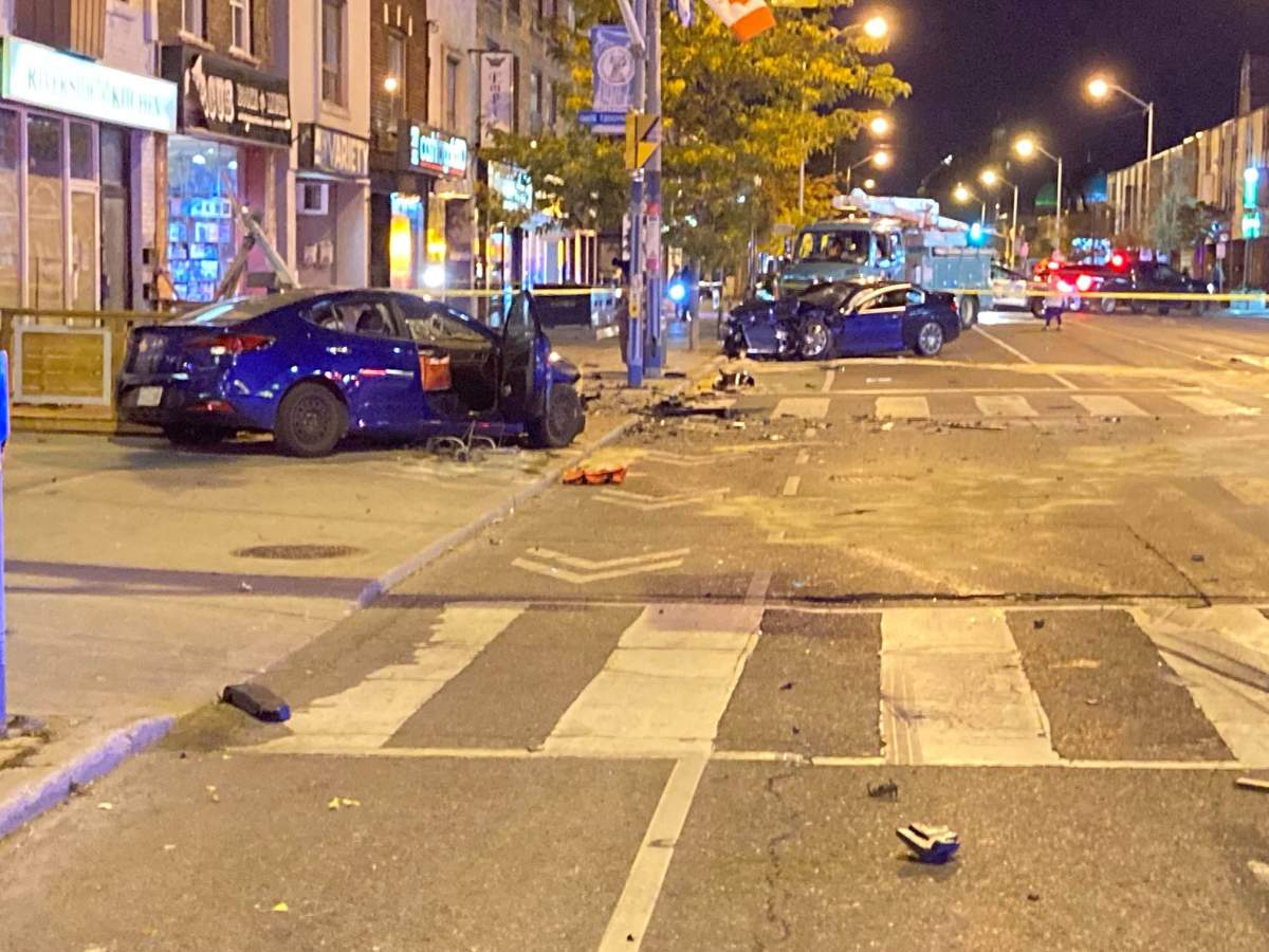 Photo of the crash scene near Danforth and Jones avenues on Oct. 10, 2022.