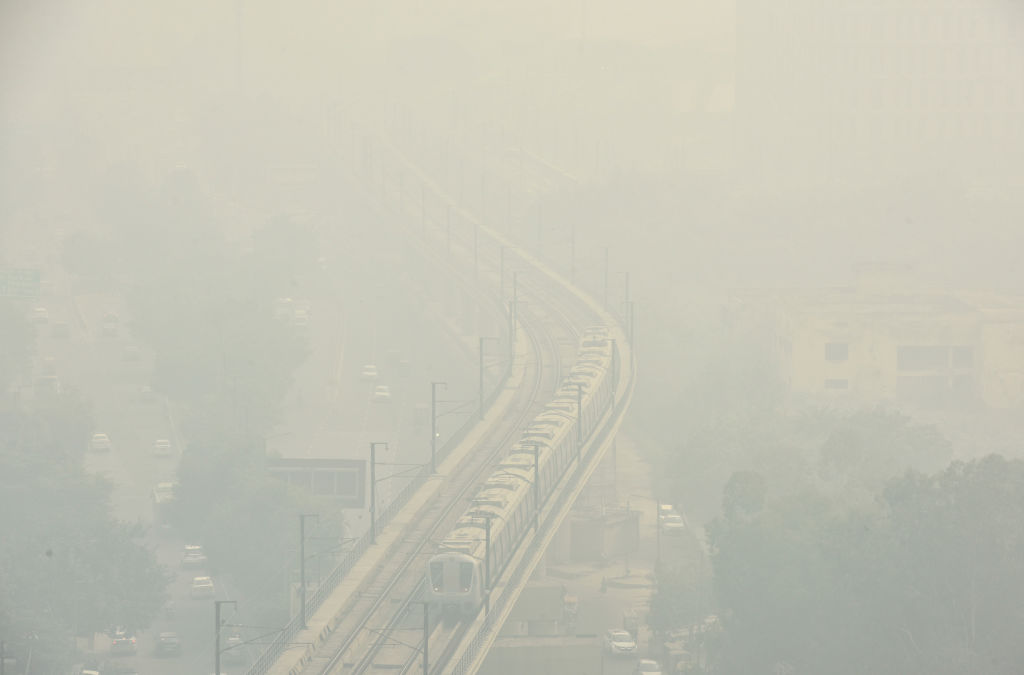 A view of skyscrapers engulfed in dense smog on November 3, 2022 in Noida, India.