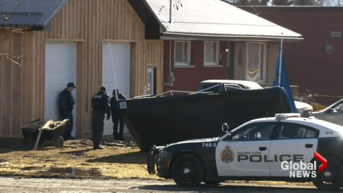 Hamilton police at the scene of a 2016 shooting incident at a residence in Binbrook, Ont.